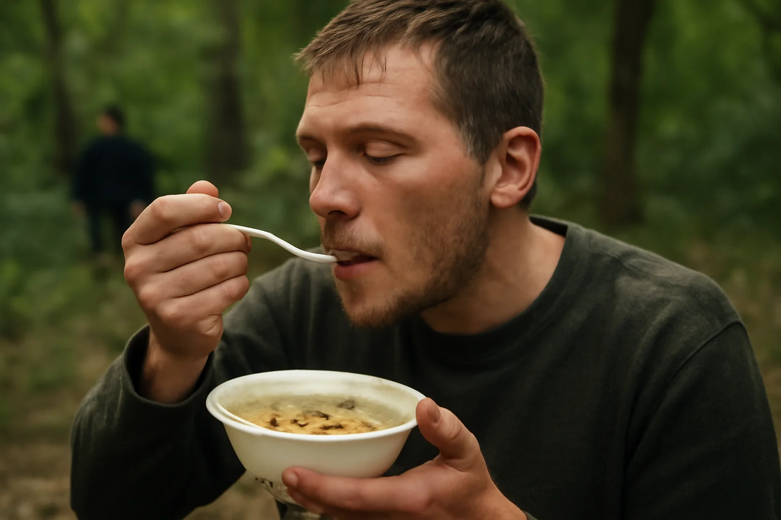 Alexandru a savurat o masă delicioasă după 40 de ore în pădure