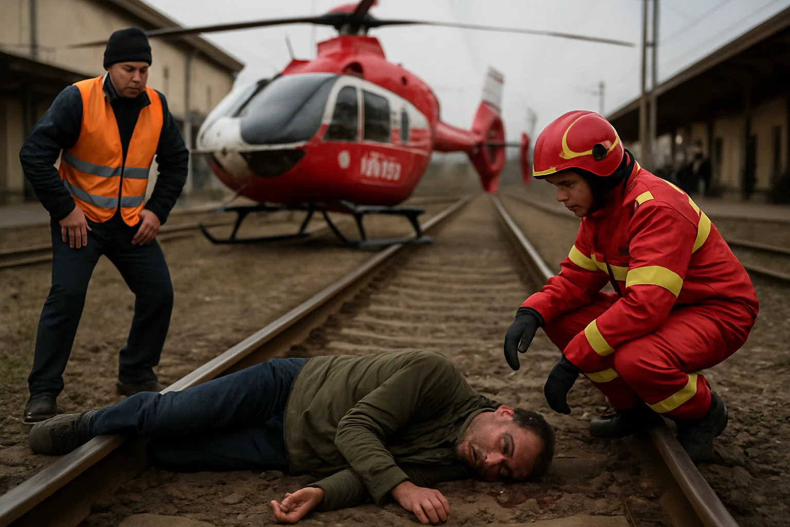 Bărbat electrocutat în gara Ghighiu, solicitat elicopter SMURD