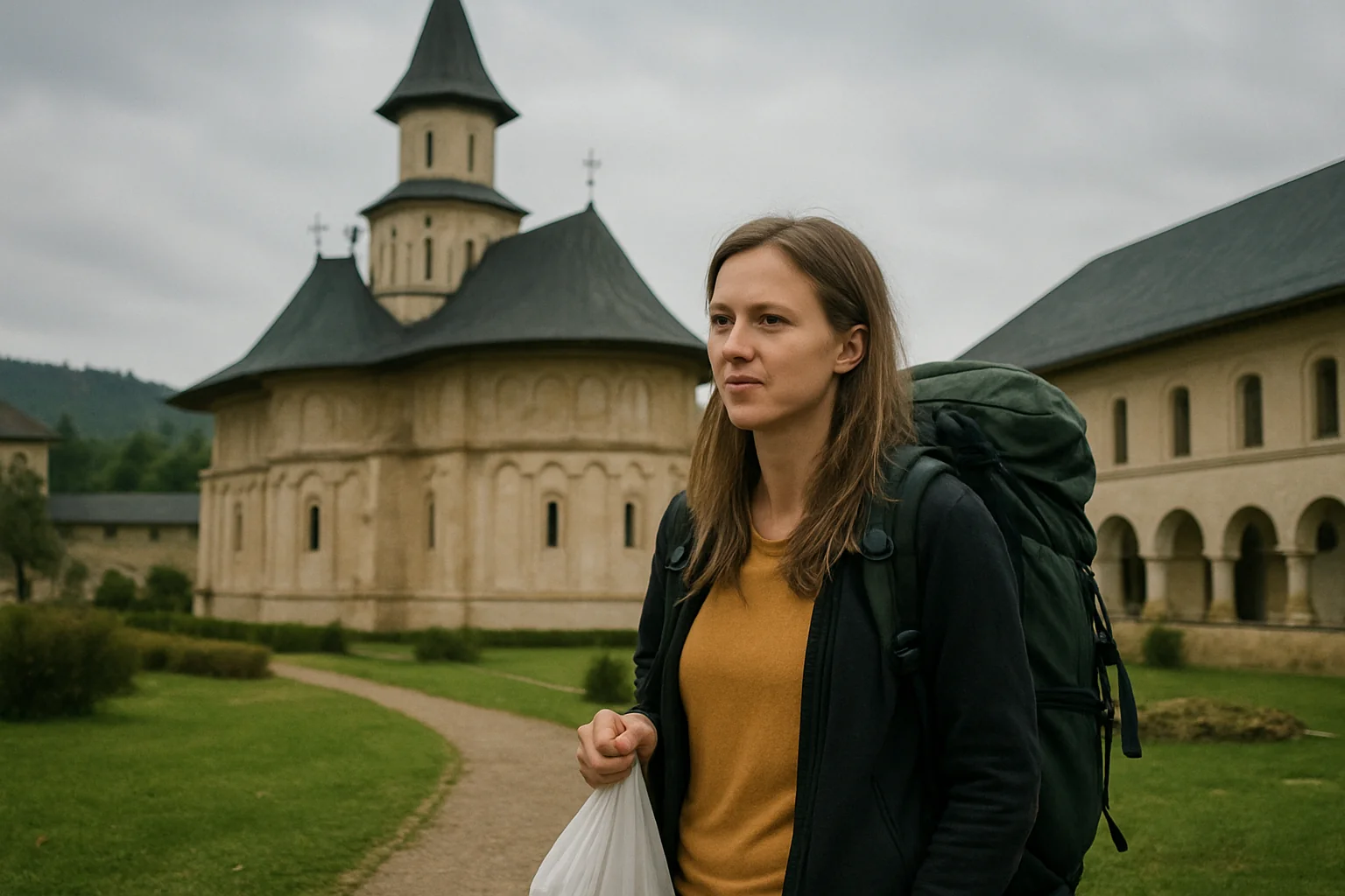 Cazare ieftină la Mănăstirea Putna pentru o turistă pe Via Transilvanica