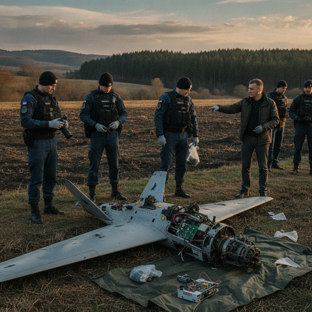 Dronă Shahed doborâtă în Buzău: fragmente recuperate
