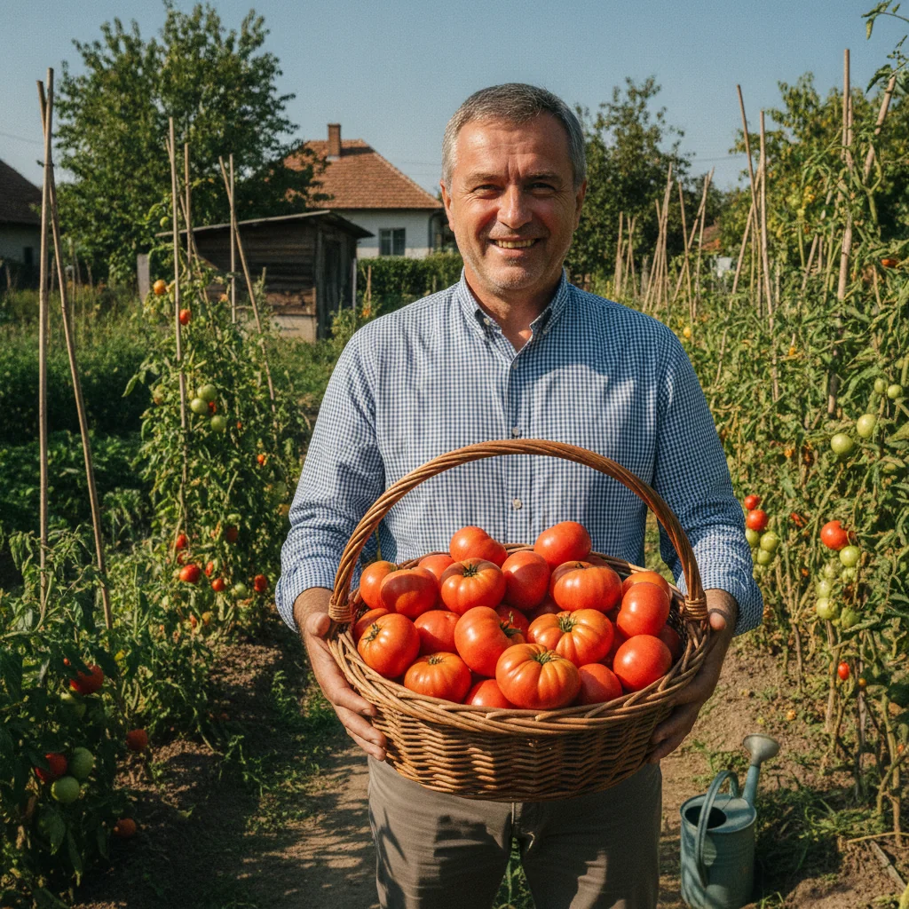 Emil Boc și-a prezentat recolta de roșii din grădină