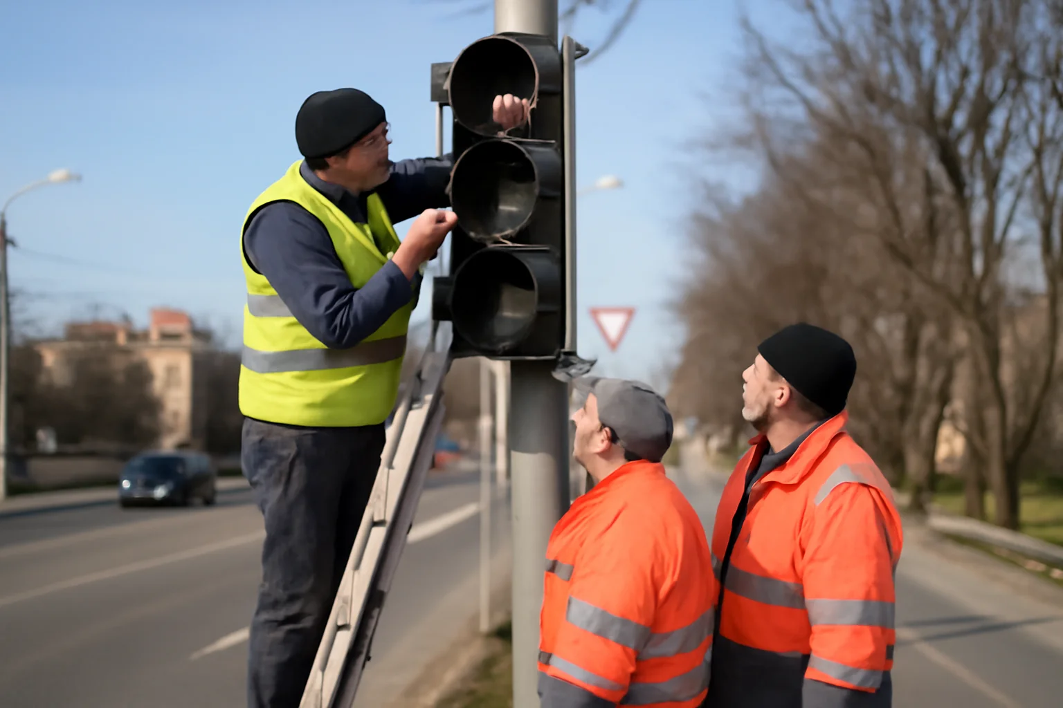 Lucrări de reparații la semafoarele din intersecția Cantacuzino–Torcători din Ploiești