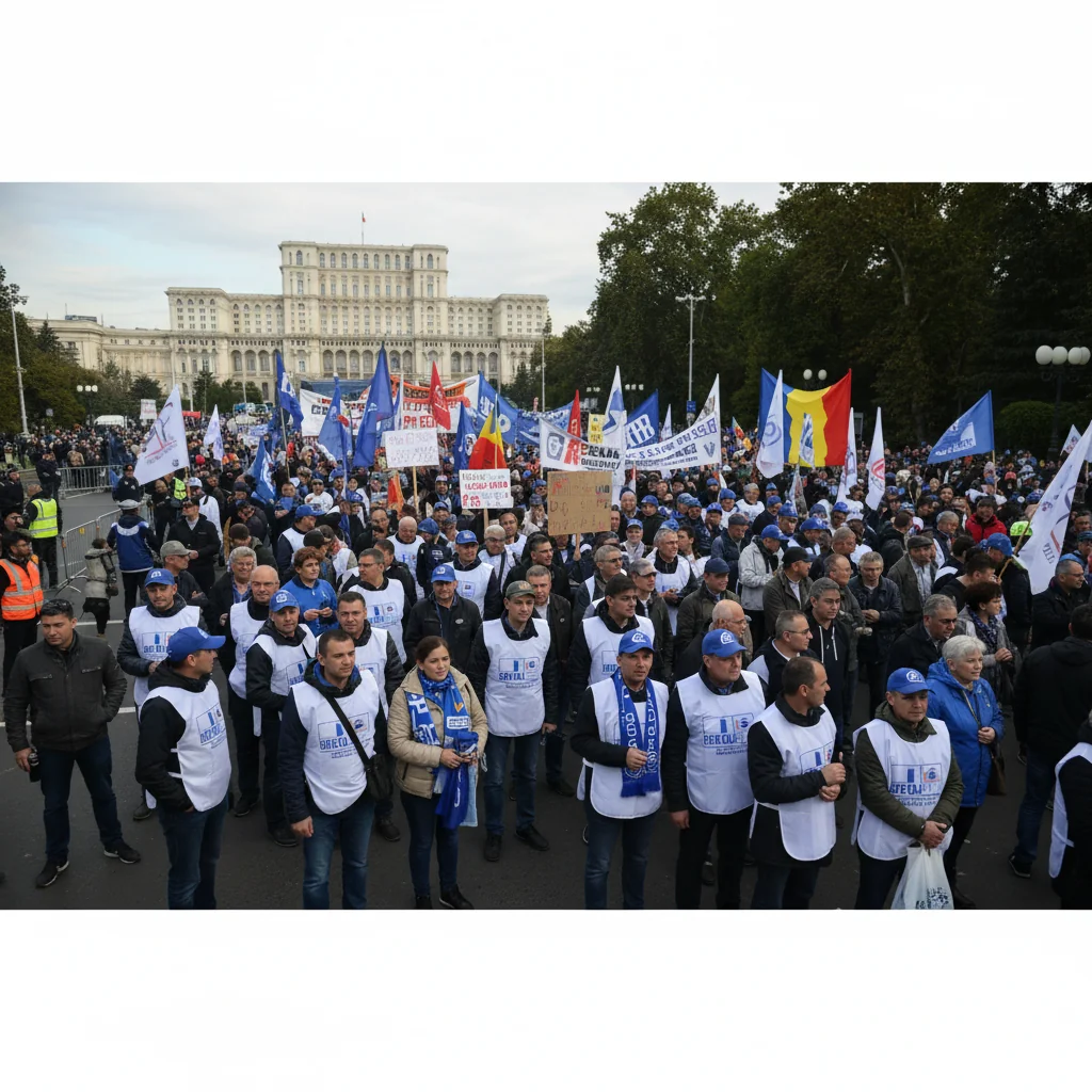 Mii de sindicaliști protestează astăzi în fața Palatului Cotroceni