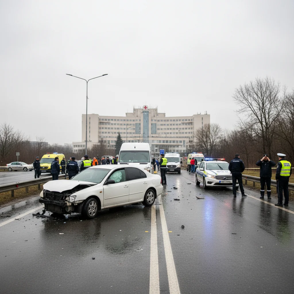 Trafic îngreunat la ieșirea din Ploiești spre Păulești după un accident rutier în zona Spitalului Județean