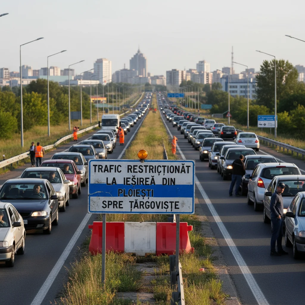 Trafic restricționat pe DN71, la ieșirea din Ploiești spre Târgoviște