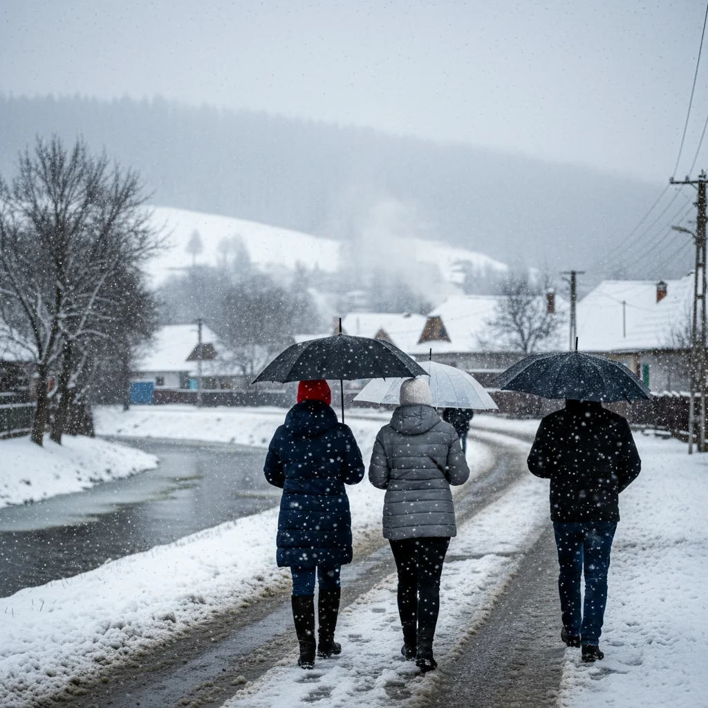 Vreme de iarnă la Ploiești: ninsori, lapoviță și temperaturi foarte scăzute în Prahova